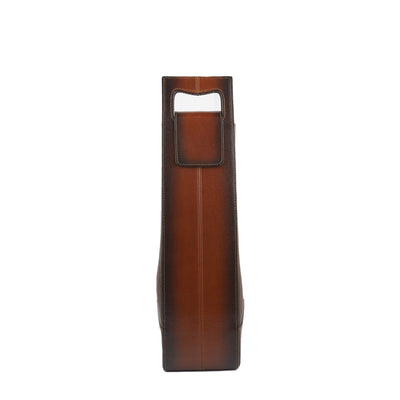 Barnns Vino Hand-stained Leather Wine Carrier with Insulated Lining (Cafe)