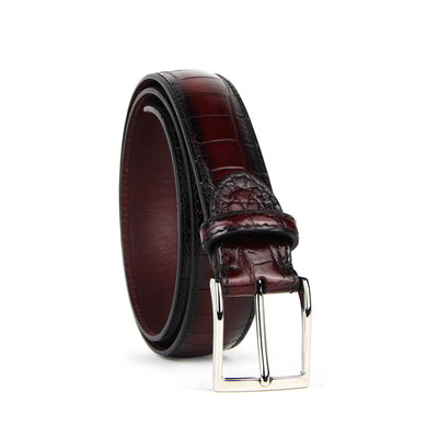 [Made In Italy] Barnns Limited Edition Rafferty Handcrafted Alligator  Leather Pin Buckle Belt (Cafe)