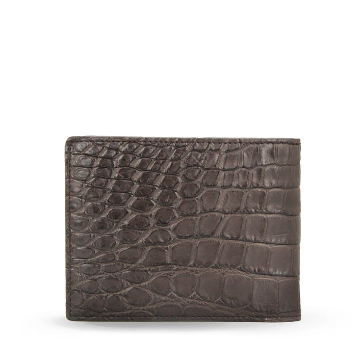 Barnns Limited Edition Tanglin Handcrafted Crocodile Men's Leather Slim Billfold Wallet - Brown