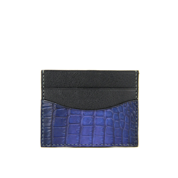 Barnns Terra Crocodile Leather Card Holder 828051 Blue