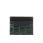 Barnns Terra Handcrafted Crocodile  Leather Slim Card Holder - Forest Green