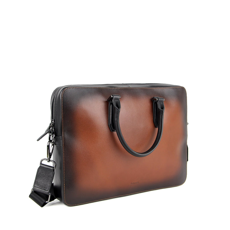 Barnns Arthur Men's Leather Briefcase (Cafe)