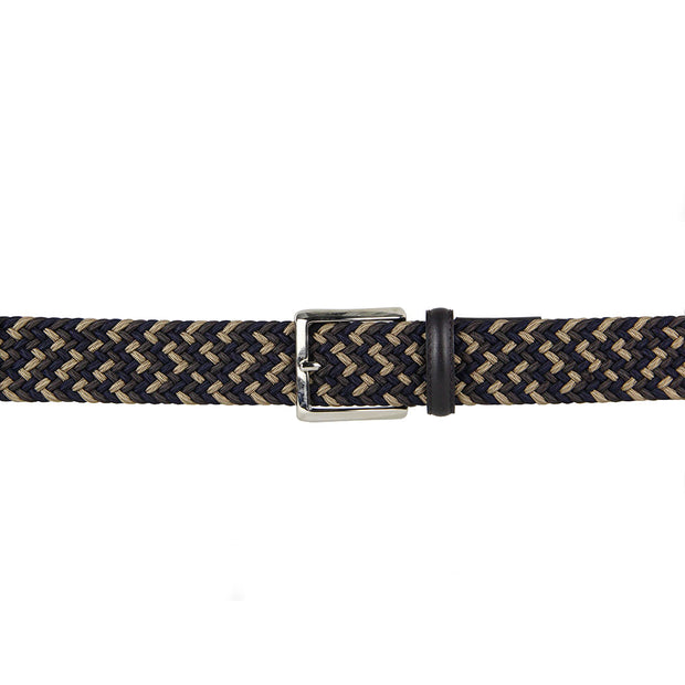 Barnns Italian Luca Multicoloured Men's  Woven Belt with Leather Trim (Brown)