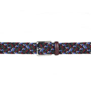 [Made in Italy ] Barnns Italian Luca Multicoloured  Men 's Woven Belt with Leather Trim (Wine)