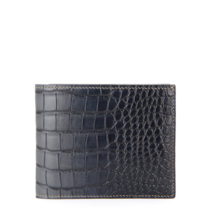 Barnns Limited Edition Rafferty Handcrafted Alligator Men's Leather Slim Billfold Wallet - Black