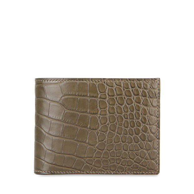 Barnns Limited Edition Valor Handcrafted Alligator Men's Leather Slim Billfold Wallet - Khaki