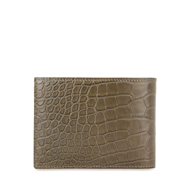 Barnns Limited Edition Valor Handcrafted Alligator Men's Leather Slim Billfold Wallet - Khaki