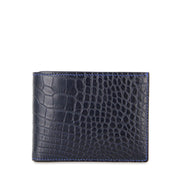 Barnns Limited Edition Valor Handcrafted Alligator Men's Leather Slim Billfold Wallet - Navy